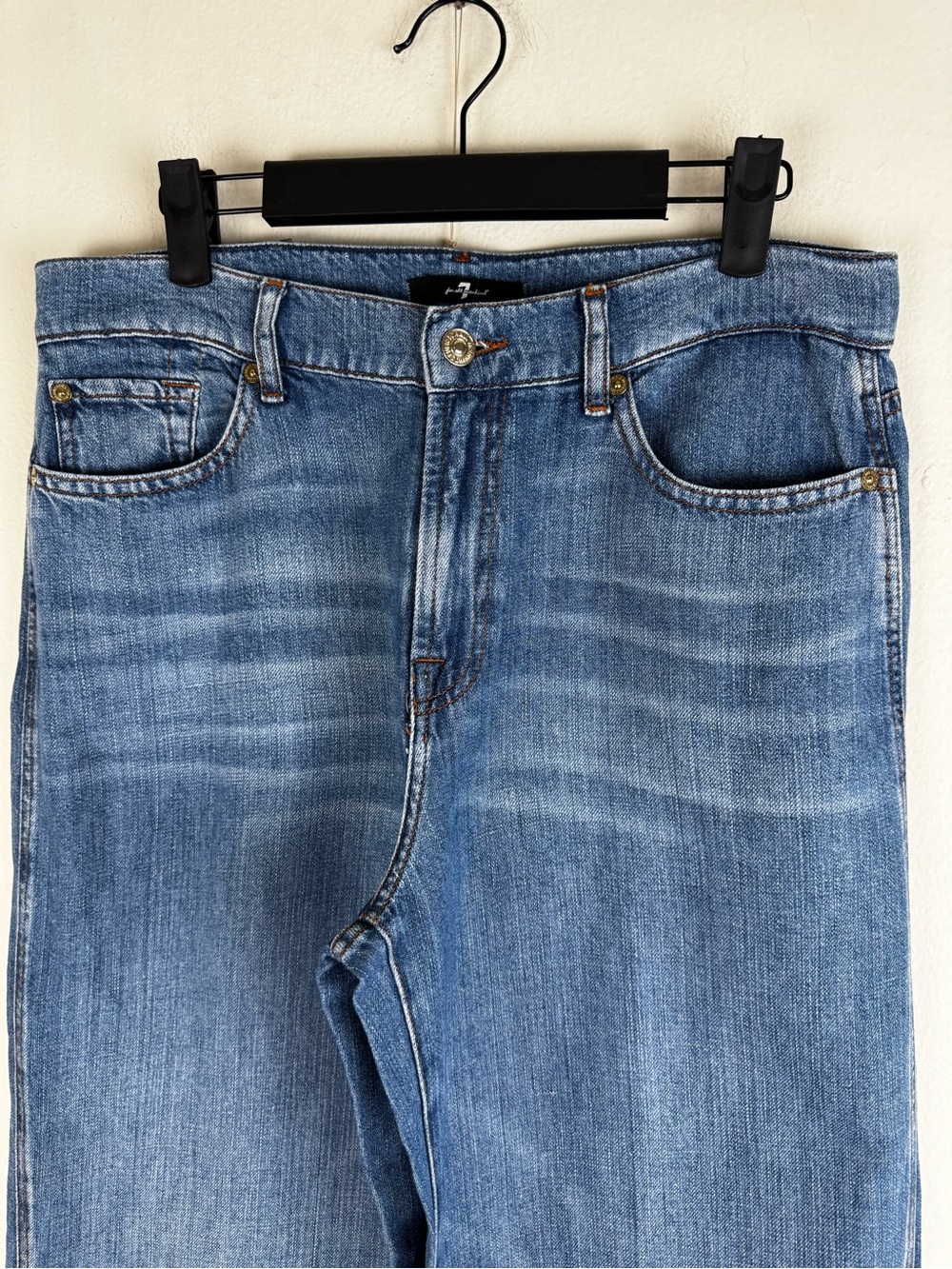 7 For All Mankind High Rise Wide Leg Trouser Jeans Medium Blue 30 - Picture 7 of 14